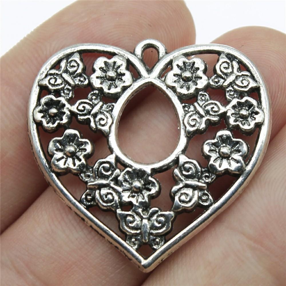 10pcs Charms Heart DIY Jewelry Findings For Jewelry Making Accessories Antique Silver Color Big Heart Charms Pendant