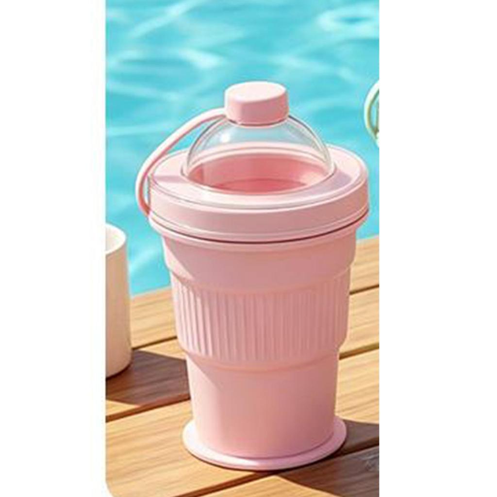 Foldable Silicone Ice Ball Maker Cup | Food Grade Material with Built-in Straw, Portable Summer Travel Drinking Cup