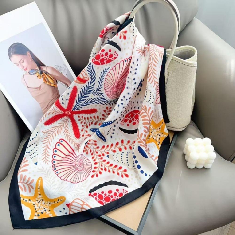 Satin Silk Square Scarf Starfish Neck Hair Tie New Ribbon Hair Bands Hair Accessories
