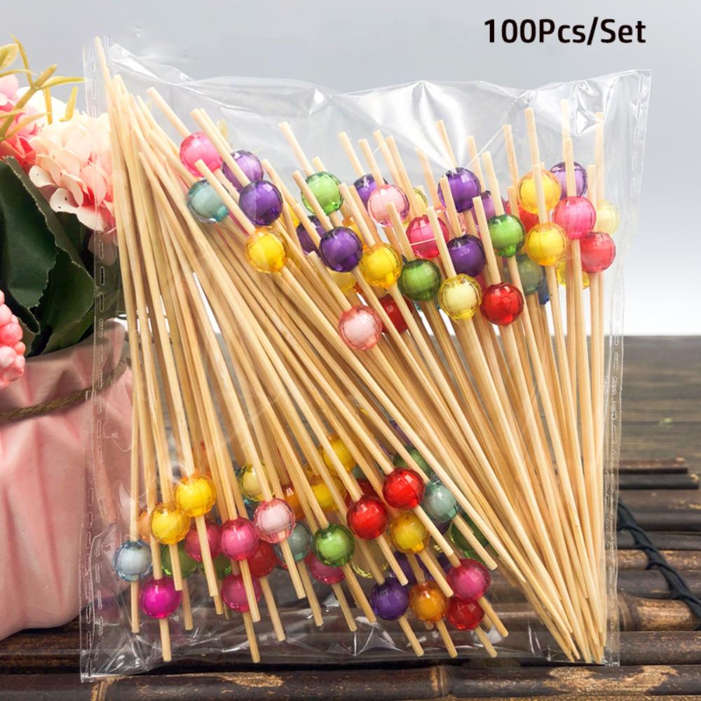 50/100Pcs Snowman Christmas Toothpicks Disposable Fruit Salad Bamboo Sticks  Buffet