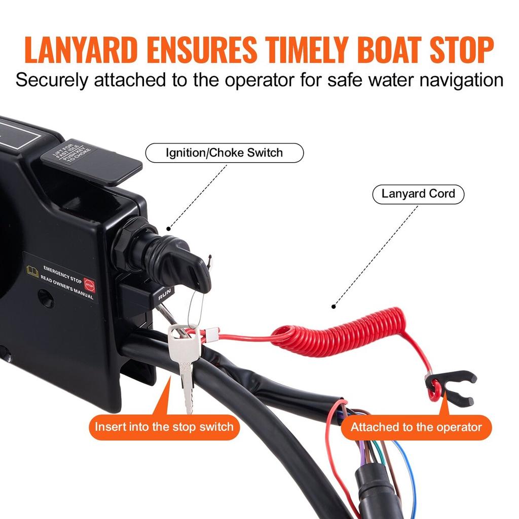 Outboard Throttle Remote Control Box Side-Mounted for Mercury PT 2-Stroke