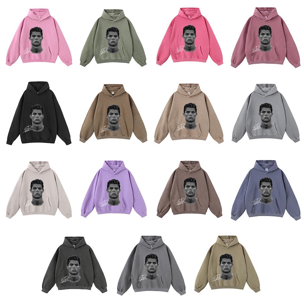 Autumn/Winter 420G Street Football Print Heavyweight Pullover Hoodie