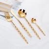 6/16Pcs Gold Tableware Stainless Steel 304 Cutlery Elegant Dinner Set Western Knife Fork Spoon Bead Shaped Handle Flatware