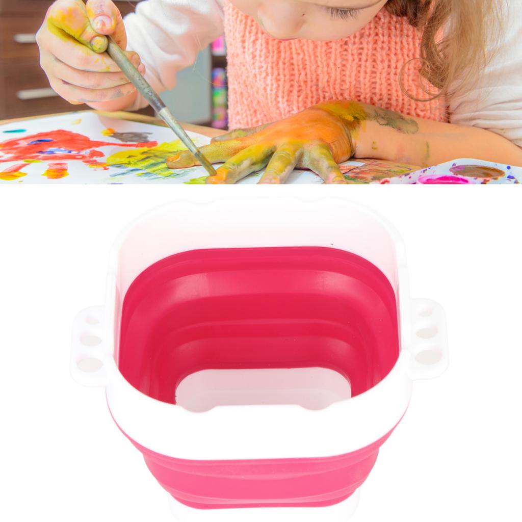 Collapsible Paint Brush Washer Professional Thickened Bottom Silicone Paint Brush Bucket for Beginners with Scrubbing Board