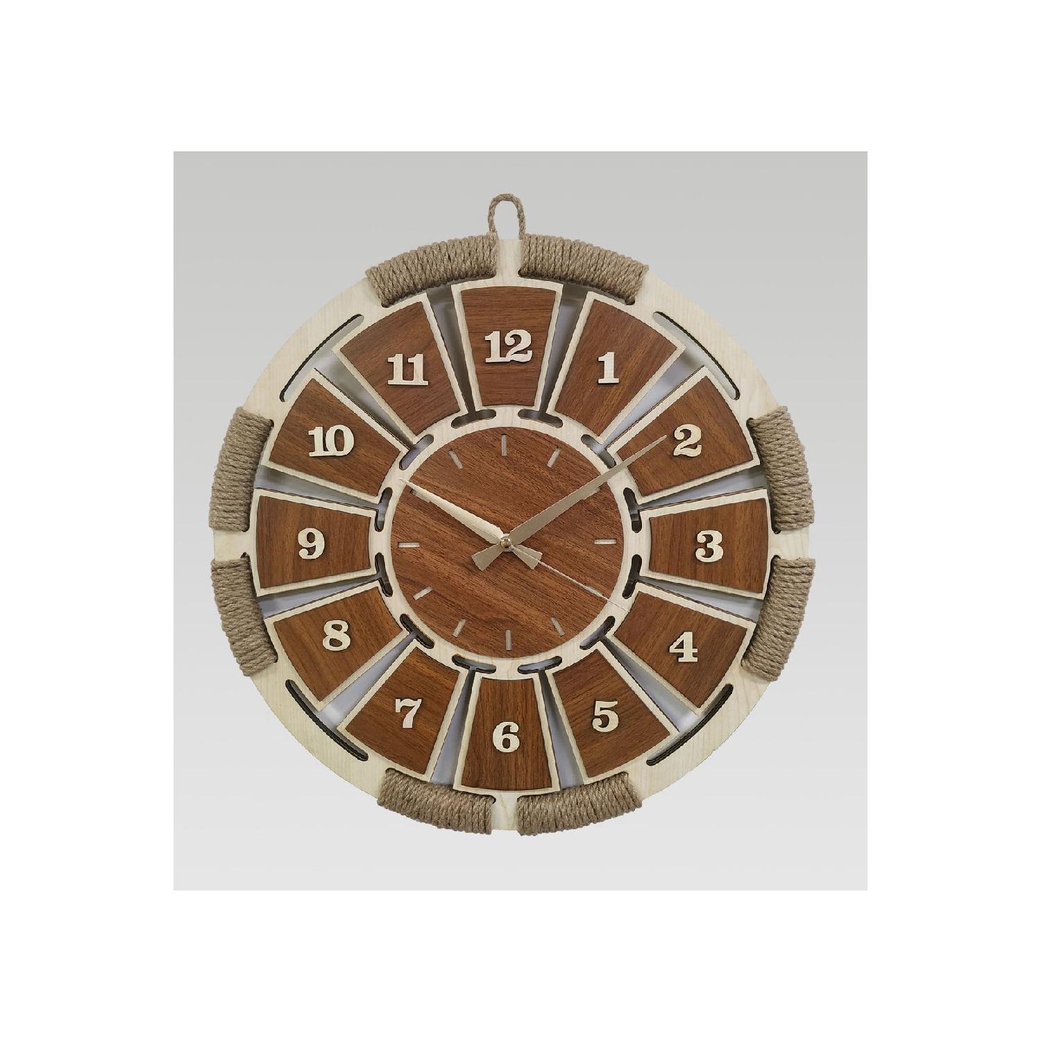 

Luxury Decorative Wooden Cream Wall Clock Wicker - With Jute String
