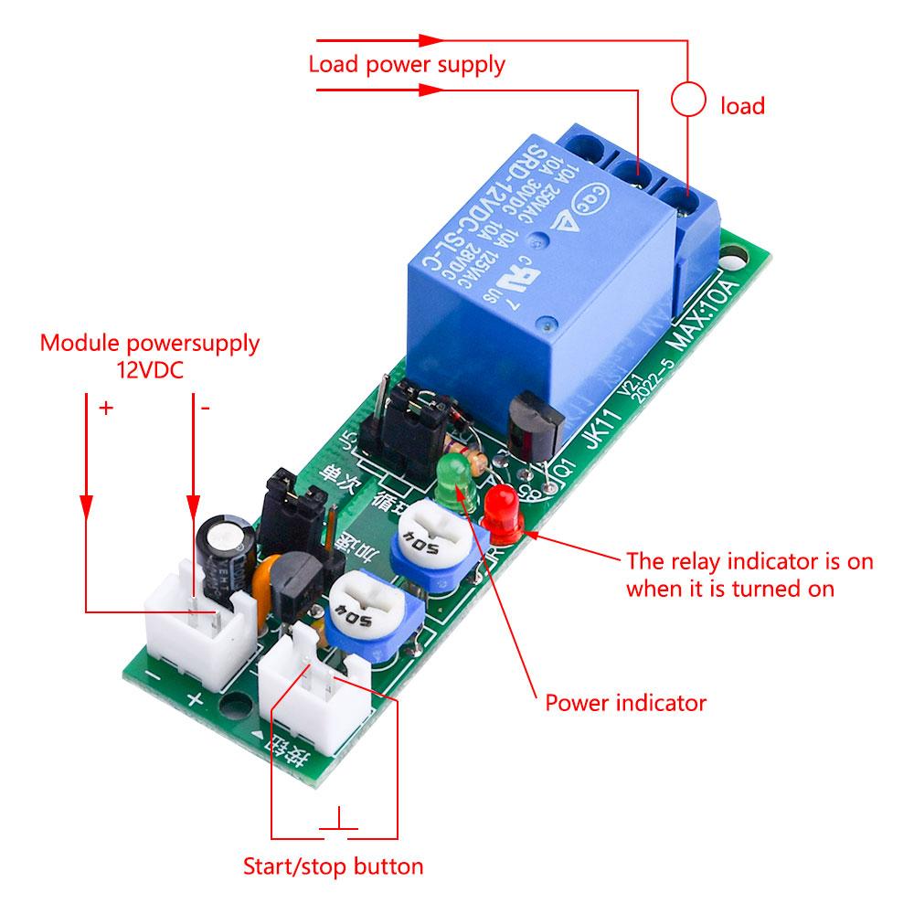 0-24Hours Adjustable Cycle Timer Delay on/Off Switch Power Supply Relay Shield DC 5V 12V 24V Timer Delay Relay Module with Cable Relays 5