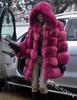 European and American new imitation fur coat imitation fox hair medium and long splicing long-sleeved fur women's coat with hat