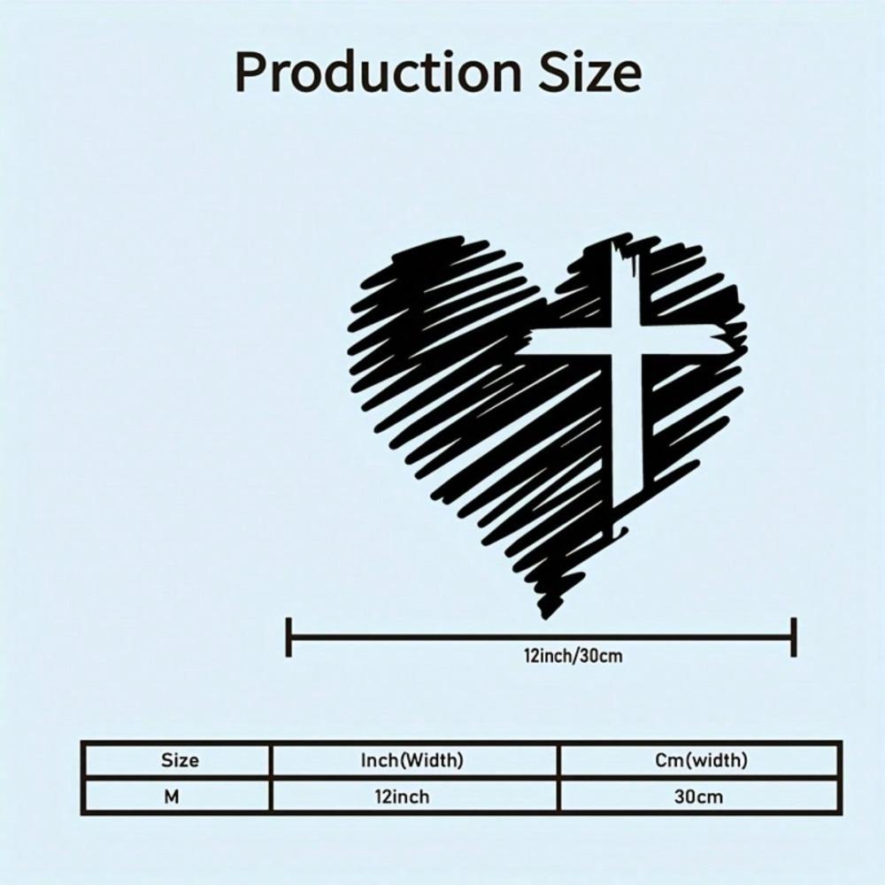 

Iron Cross Heart Wall Art Black Metal Sculpture Religious Home Decor for Indoor Outdoor Living Room Church Gift