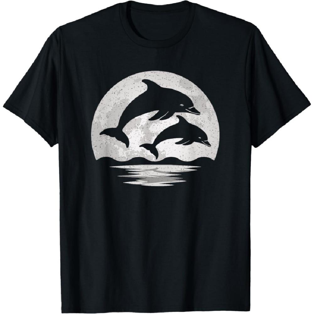 

Dolphin Moon Vintage Dolphin Lover Men Women Kids T-Shirt XXXXXL чёрный