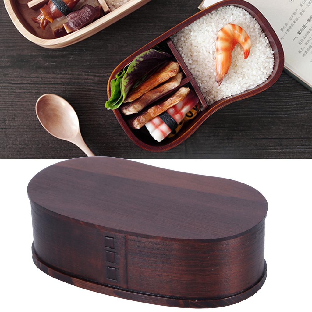 Portable Lunch Box Set Japanese Wooden Food Storage Container for Home Picnic 17x9cm