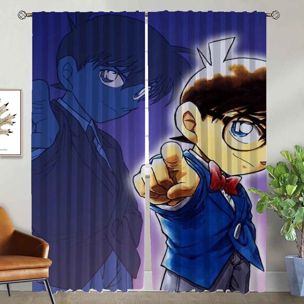 Detective Conan Curtains for Living Room Curtain for Room 2 Panel Shades Partition Home Interior Curtains Kitchen Blackout Child