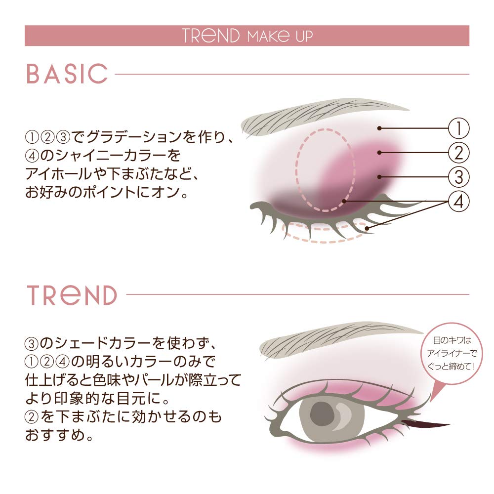 Excel Real Close Shadow CS10 (Aurora Pleated) Palette Eyeshadow, 4 Colors, 3 Textures (Gloss, Glitter, Matte)