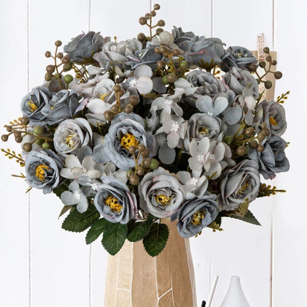 French Simulated Flowers DIY Bridal Rose Bouquet Fashion Silk Hydrangea  Home Decor