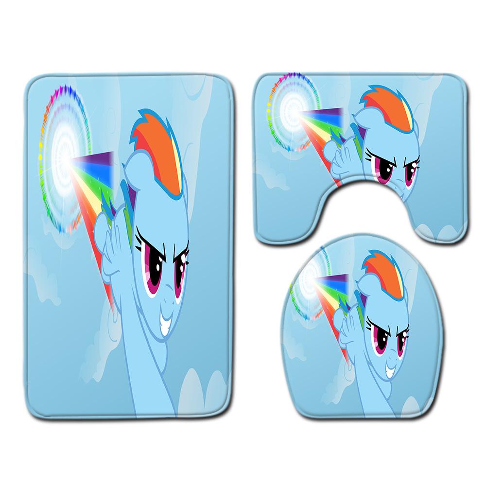 Animation Bathroom Floor Mat Three-Piece Bathroom Carpet Toilet Mat Set Door Mat Bathroom Non-Slip Mat