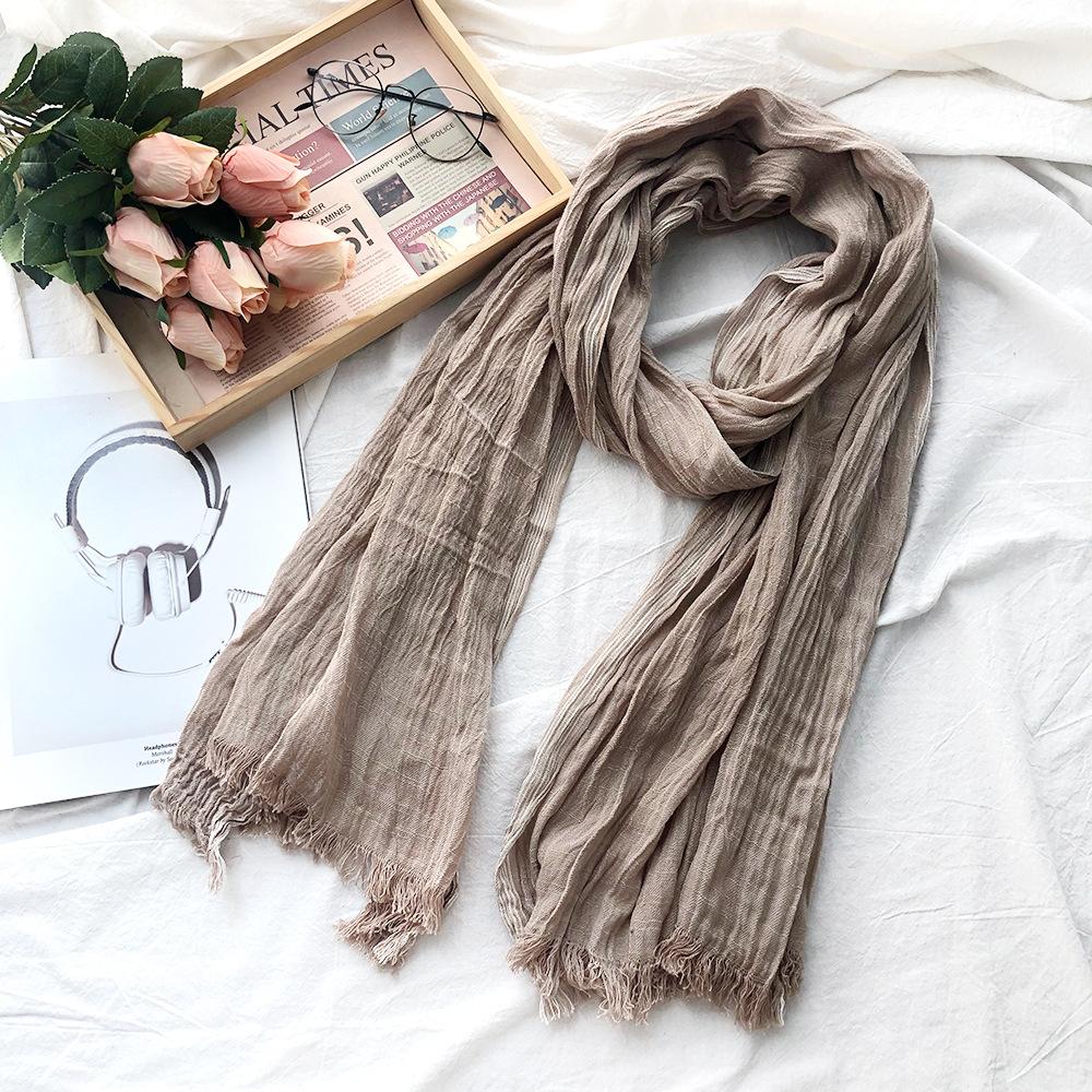 Fashion Striped Cotton Linen Scarf For Men Women Soft Warm Pashmina Short Tassel Scarves Male Accessories Bufandas Shawls