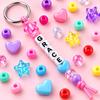 DIY Beaded Keychain Craft Kit, 566-Piece Set with Letter Beads, Cords and Metal Key Rings for Personalized Name Designs