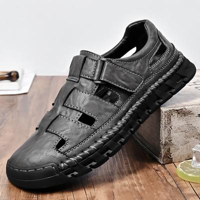 Mode Utomhus Snabbtorkande Herrsandaler Handstygn Herrskor Sommarskor Nya Casual Läder Strand Flats Antikollisions Tå Roma Sandaler