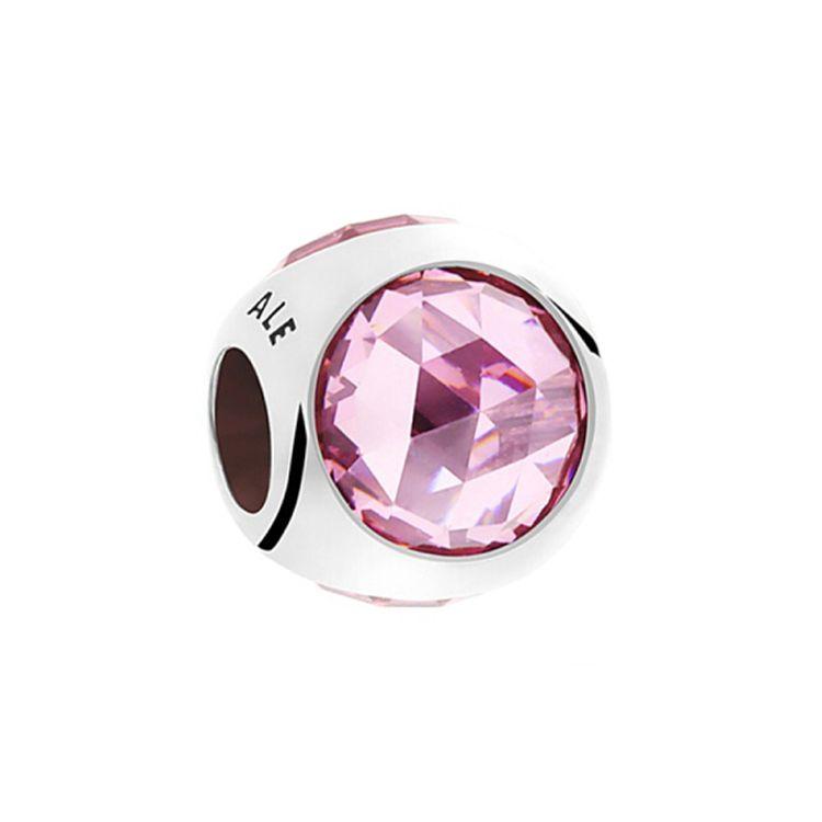 Pandora Shining Water Drop 925 Silver Charm Women Charm Pink 792095PCZ Box,F,White/Pink