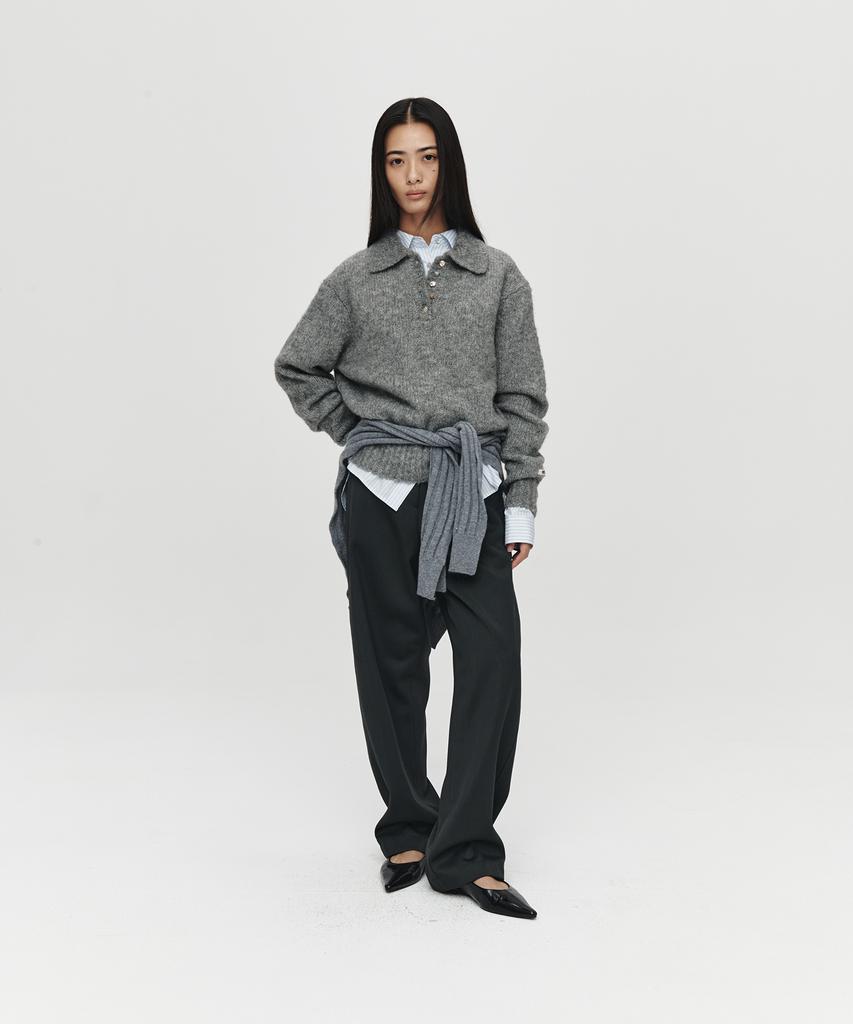 Hoite Het Mohair Polo Knit (Charcoal)