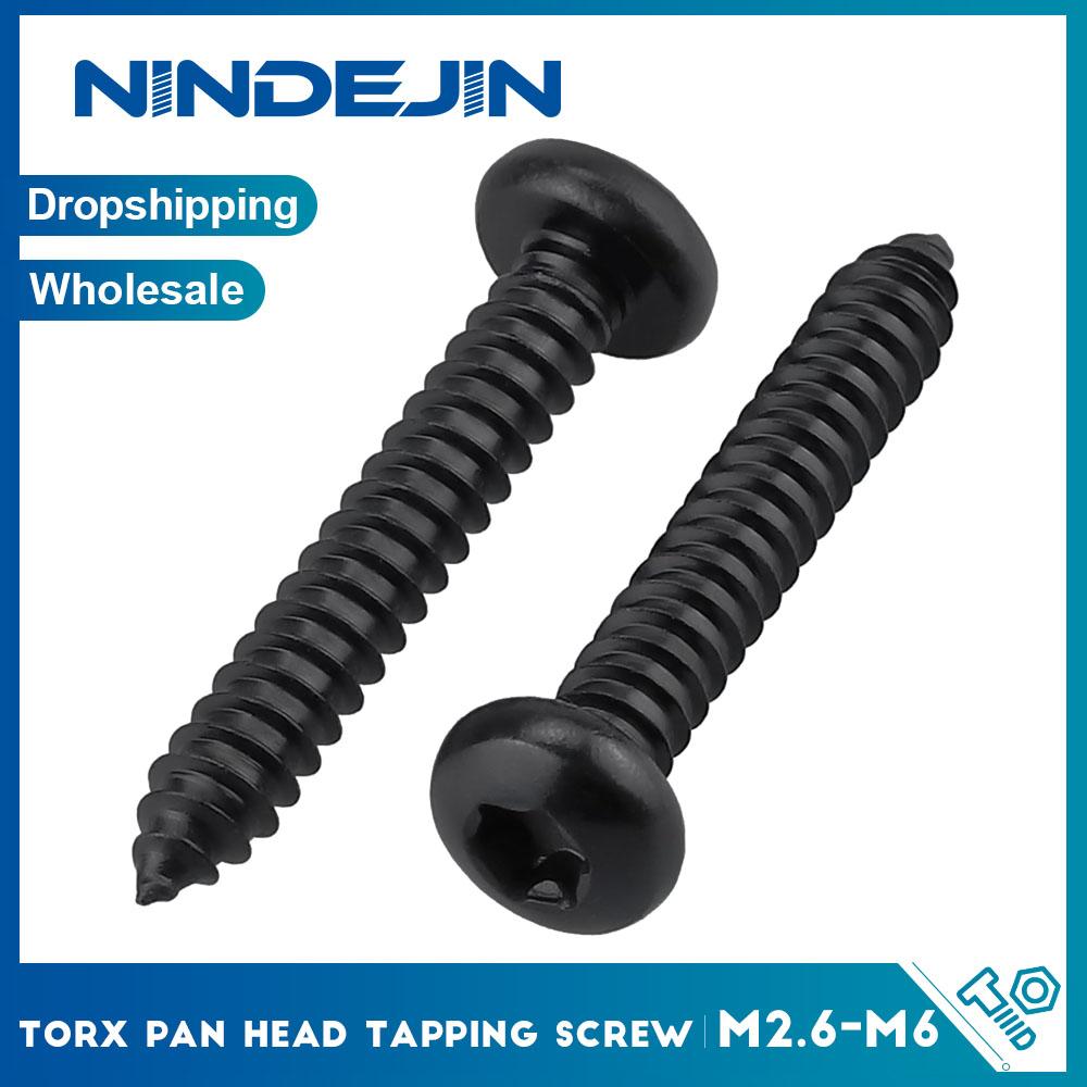 

20-50pcs Torx Pan Head Sheet Metal Screws Black 304 Stainless Steel M3 M4 M5 M6 Pan Head Star Drive Self Tapping Screws for Wood M3x6mm 20pcs