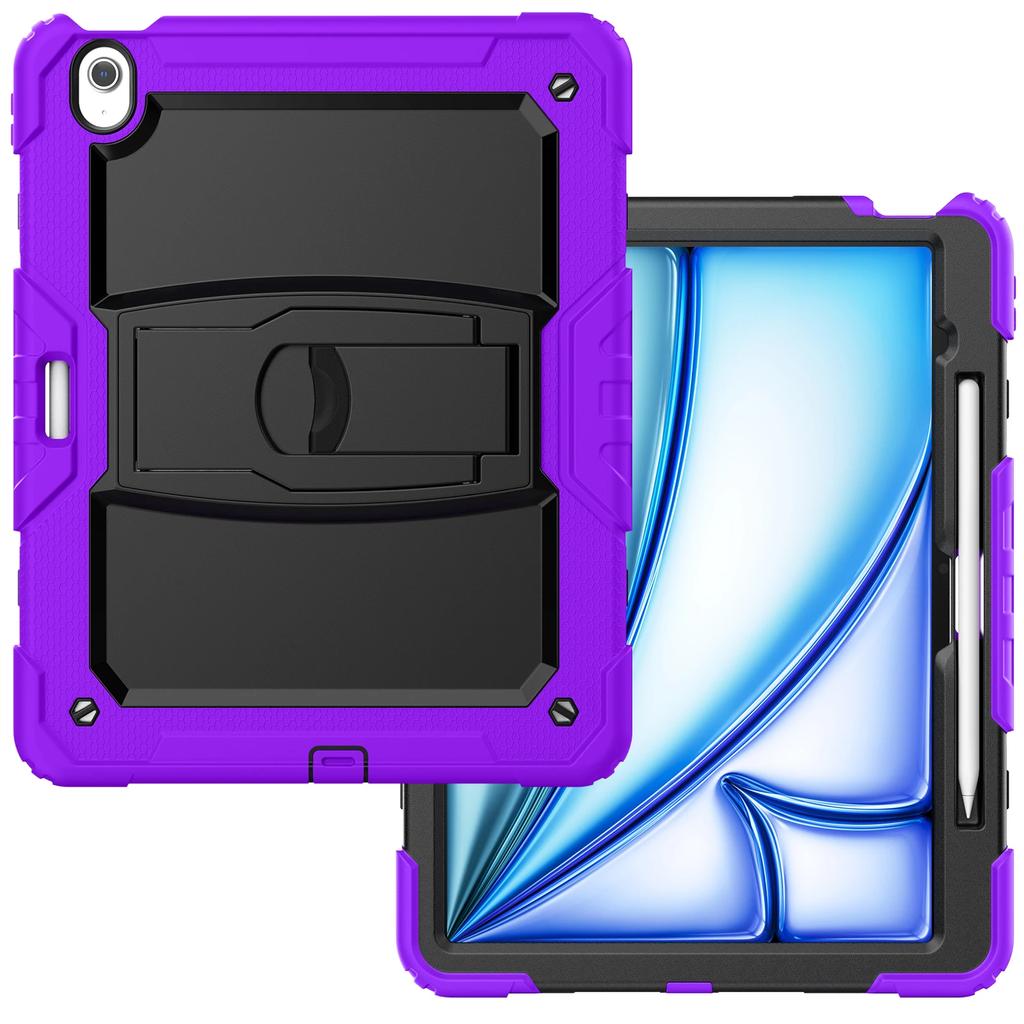 Heavy Duty Cases for Apple iPad Air 13-inch M2 2025 Air 13 M3 2025 with Kickstand Function & Lanyard Holes Shockproof Cover