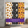 Halloween Pattern Collection Shower Curtain Trick or Treat Pumpkin Skull Candy Cupcake Decorative Waterproof Bath Mat with Pom P