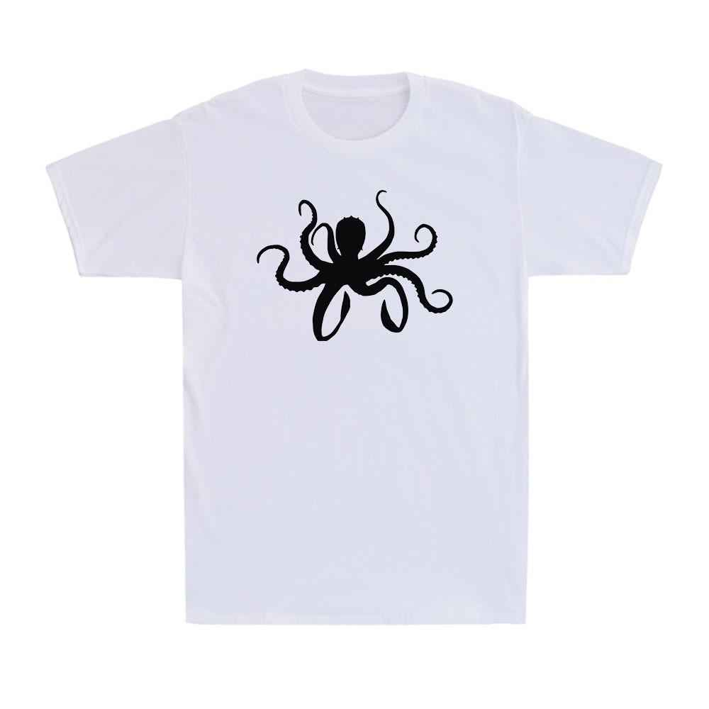 Octopus Silhouette Wildlife Sea Life Animal Lover Gift Men s Cotton T-Shirt XXXL