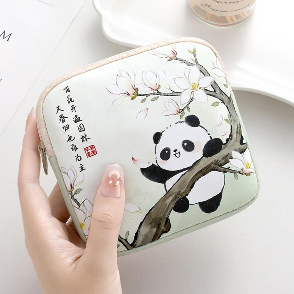 Niedliche PVC Damenbindentasche Panda Große Kapazität Münzbörse Mehrzweck Lippenstift Kopfhörer Aufbewahrung Kosmetiktasche