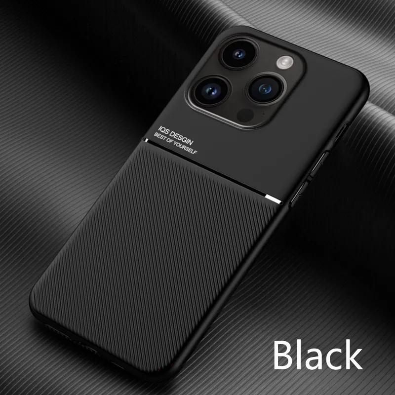 Leather Texture Car Magnetic Holder Case For iPhone 15 14 13 12 11 Pro Max XS X XR 8 7 Plus Shockproof Soft Bumper Protect Cover