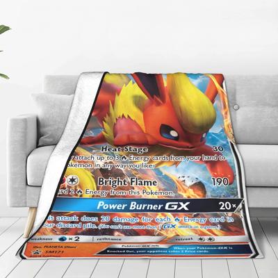 Pokemon Flareon GX Deken Super Warme Comfortabele Pluche Worpdeken Voor Kind Woonkamer Flanellen Sprei Bedsprei