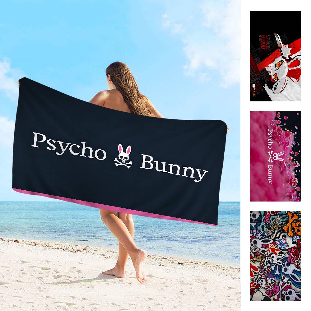 Luksusowy Modny P-Psycho Bunny Ręcznik Plażowy z Mikrofibry Chłonny Szybkoschnący Miękki Ręcznik do Jogi Pływania na Wczasach Wspinaczki Górskiej