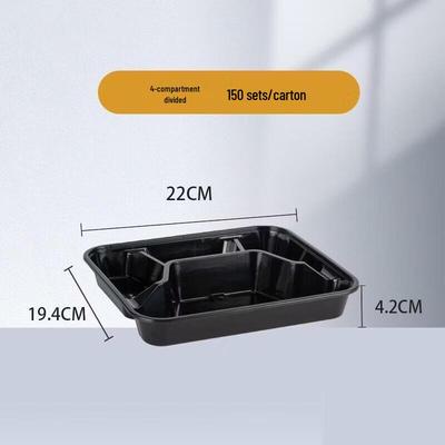 JINGRX Disposable Rectangular 4-Compartment Meal Prep Containers