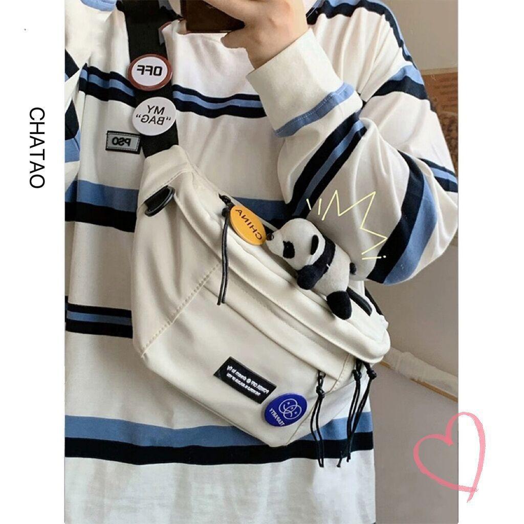 Large-capacity Breast Bag Men's Trendy Brand Retro Versatile Work Crossbody Bag Female Student Waist Bag