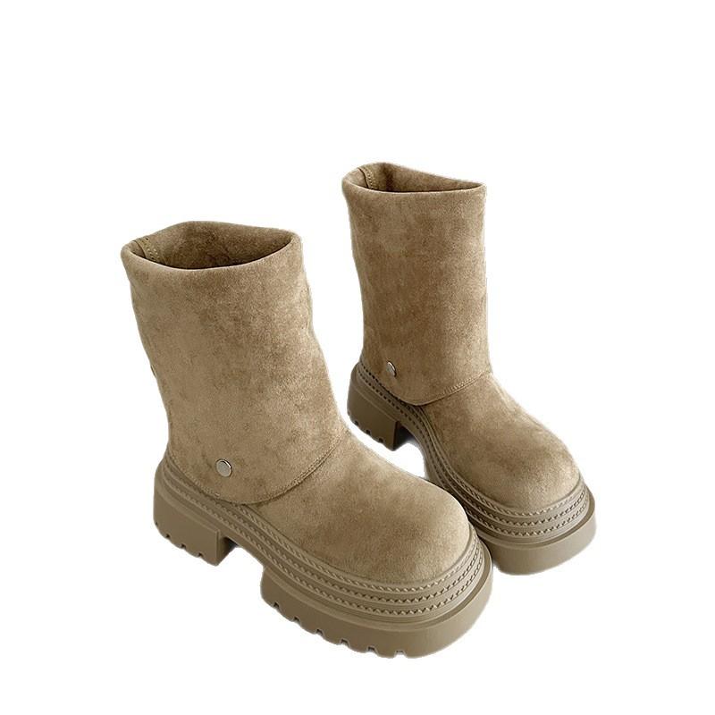 Design sense thick-soled heightening boots women's autumn and winter new two-wear retro versatile and thin knight boots