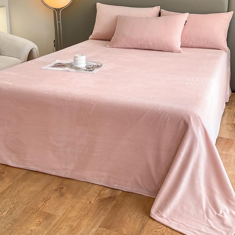 Warm Velvet Flat Sheet Solid Color Autumn Winter Bed Top Sheet 120/160/200/245/270cm Bed Linens for Single Double King Queen Bed