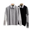 Men's Stylish Knit Sweater: Spring & Autumn, Fake Two-Piece, Casual Japanese Trend