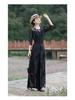 Women's Ethnic Style Wide-Leg Pants: Draped, Embroidered Waist, Retro Casual Design