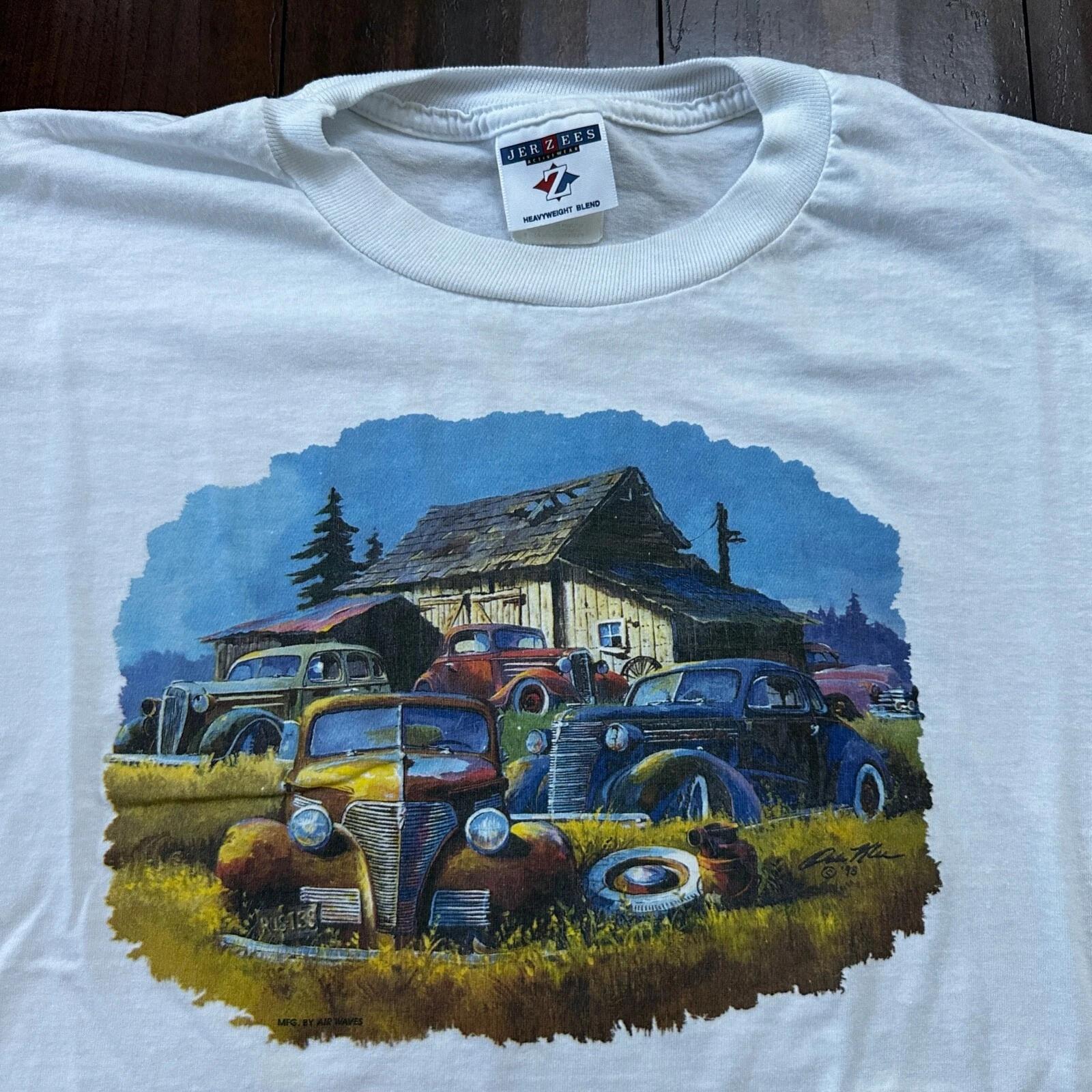 

Farm Life VTG T Shirt Classic Antique Sports Cars America USA Nascar Driving XL