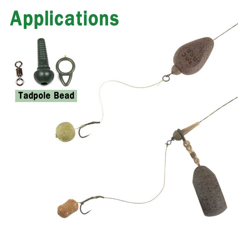 Bimoo 10KS Zelený pulec Multibead s otočnou smyčkou a záchytnou smyčkou Kaprové rybářské vlásky Příslušenství Terminál