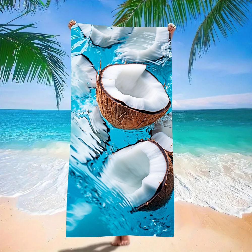 Coconut Sunset Beach Towel Super Absorbent Quick Dry Microfiber Soft Sand-Free Blanket For Picnic & Tropical Vibes