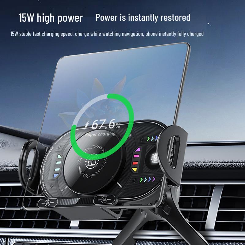 15W Magnetischer Kabelloser Autoladegerät & Halter, 360° Drehbarer Lüftungsschlitz-Halter