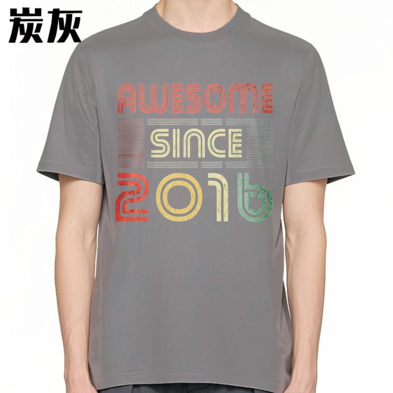 Casual summer For him t shirt Awesome Since 2016 Retro Design Short Sleeve Rock O Neck Teeshirt men cotton tshirt male tops