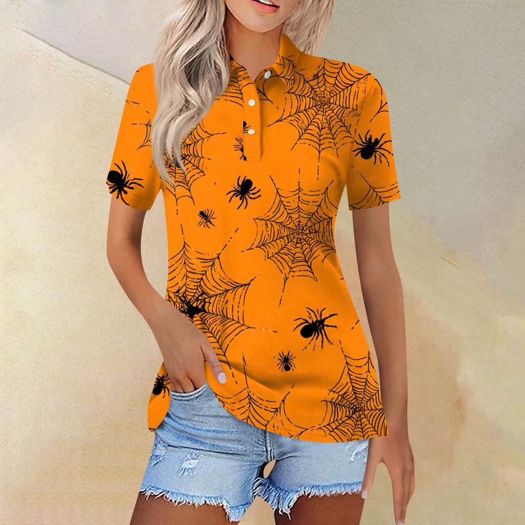 Women's Fashion Casual Lapel Short Sleeve Printed Shirt Women's Button Up Tops