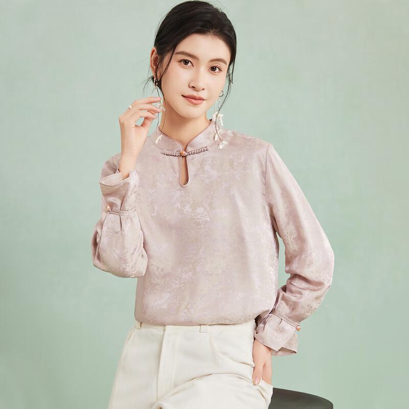 Women s New Chinese Style Mulberry Silk Jacquard Top M