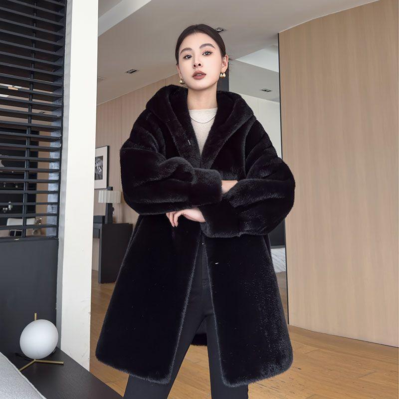 Abrigo Chaqueta Invierno con Capucha de Lujo para Mujer Abrigo Cálido Moda Exterior