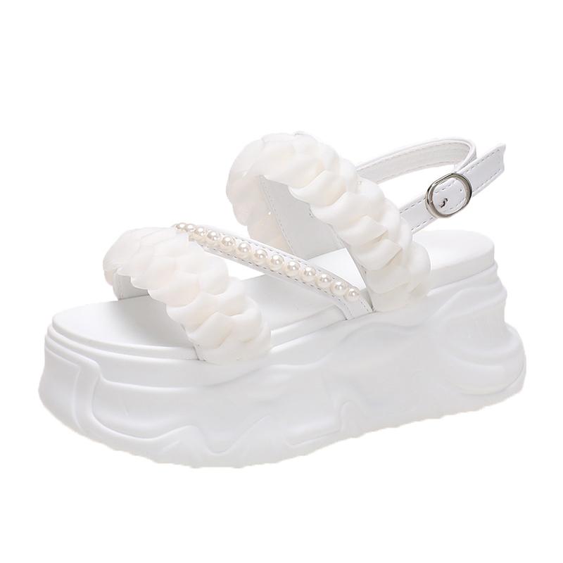 Mode Zomersandalen 8CM Sleehak Sneakers Vrouwen Candy Strand Slippers Hoog Platform Casual Sandalen Ademende Wandelslippers