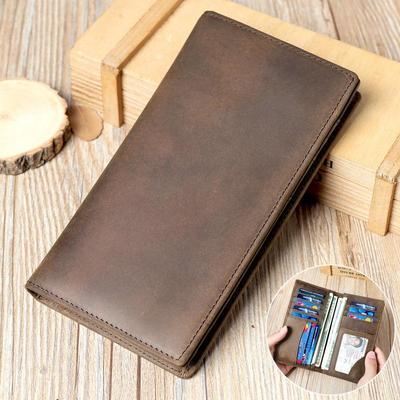 Vintage Leather Coin Purse Men's First Layer Cow Pickup Bag Multi-card Men's Long Purse Bag