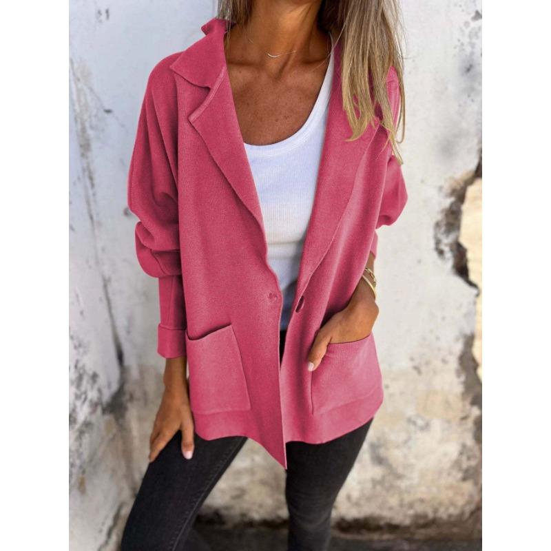 Women S Casual Versatile Lapel Pocket Long Sleeve Jacket