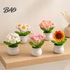 Hand Knitted Potted Plant Handmade Crochet Flower Decoration, Knit Artificial Sunflower Desktop Decor Decor, Gift for Women, Mom, Teacher, Friend,