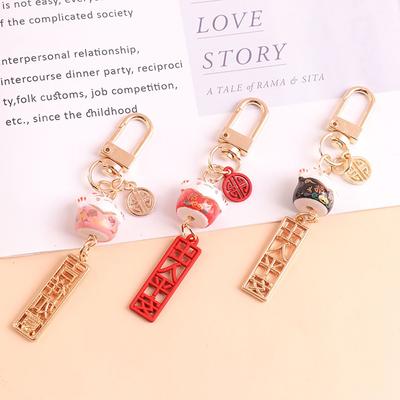 Pendant Keyring Mobile Phone Lanyard Lucky Cat Keychain Mobile Phone Straps Maneki Neko Trinkets